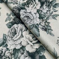 Tecido Oslo Estampado Rosas Cinza - 1,40m de Largura Tecido Oslo Estampado Rosas Cinza - 1,40m de Largura