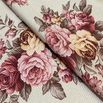 Tecido Oslo Estampado Rosas Rosa - 1,40m de Largura