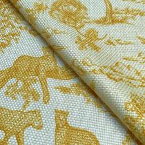 Tecido Oslo Estampado Toile Savana Amarelo - 1,40m de Largura