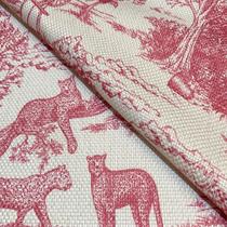 Tecido Oslo Estampado Toile Savana Rosa - 1,40m de Largura