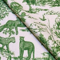 Tecido Oslo Estampado Toile Savana Verde - 1,40m de Largura