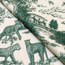 Tecido Oslo Estampado Toile Savana Verde Oliva - 1,40m de Largura