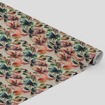 Tecido Oxford Estampado Aquarela floral fundo bege - 1,40m