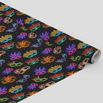 Tecido Oxford Estampado Coleção Carnaval Máscaras Diversas Coloridas - 1,40m