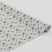 Tecido Oxford Estampado Disco Voador e Foguete - 1,40m