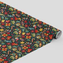 Tecido Oxford Estampado Elementos Diversos Natal -1,40m