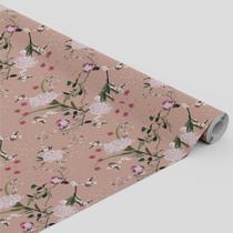 Tecido Oxford Estampado Estampa Rosa Pássaros e Flores - 1,40m Tecido Oxford Estampado Estampa Rosa Pássaros e Flores - 1,40m