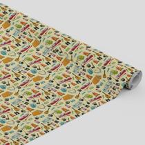 Tecido Oxford Estampado Infantil Acampamento Objetos -1,40m