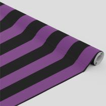 Tecido Oxford Estampado Listrado Preto e Roxo - 1,40m