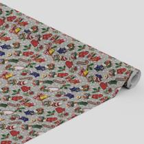 Tecido Oxford Estampado Meia Natalina Cinza Poa- 1,40m
