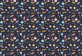 Tecido Oxford Estampado Planetas Foguetes - 1,40m