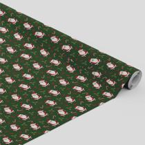 Tecido Oxford Estampado Rapport Papai Noel Natal Verde - 1,40m