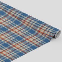 Tecido Oxford Estampado Xadrez Bege, Azul e Laranja - 1,40m