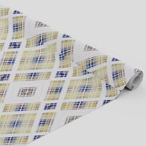 Tecido Oxford Estampado Xadrez Escocês Amarelo Azul e Branco - 1,40m