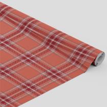 Tecido Oxford Estampado Xadrez Salmão Coral - 1,40m