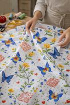 Tecido Oxford Medida 5,00 Metros Estampado Borboleta Toalha, Trilho ,Centro de Mesa