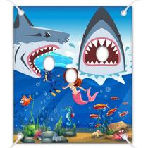 Tecido para decoração de festa Shark Photo Prop 180x90cm com cordão
