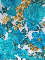 Tecido para decoração Gorgurinho floral azul branco - Tmdecor