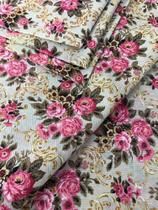 Tecido para decoração Gorgurinho floral vintage bege rosa - Tmdecor Tecido para decoração Gorgurinho floral vintage bege rosa - Tmdecor