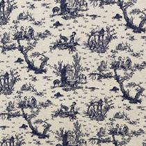 Tecido para Decoração Linho Estampado Toile de Joule Azul