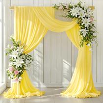 Tecido para drapeado de arco de casamento LINXTAR, 2 painéis, chiffon amarelo Tecido para drapeado de arco de casamento LINXTAR, 2 painéis, chiffon amarelo