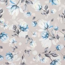 Tecido Para Sofá e Estofado Impermeabilizado Bergamo 10 Floral Azul-Cinza - largura 1,40m