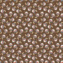 Tecido Patchwork Digital Galinhas Country Floral Fundo Marrom - Fuxicos e Fricotes