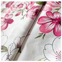 Tecido percal 2.5 larg/mts cor branco floral metro