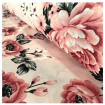 Tecido percal 2.5 larg/mts cor rosa bebê floral metro