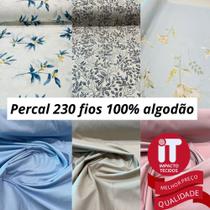 tecido percal 230 fios 100% algodão 1 metro x 2,50 de largura Estampado e liso