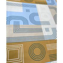 Tecido Percal Estampado Geométrico Azul e Dourado 150 Fios - 2,50m de Largura Tecido Percal Estampado Geométrico Azul e Dourado 150 Fios - 2,50m de Largura