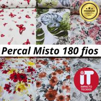 Tecido Percal Misto 180 fios 1 metro x 2,50 de largura Lençol, fronhas e cortinas