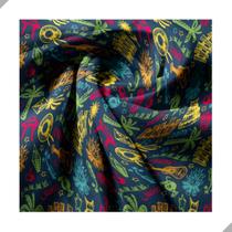 Tecido Poliéster Estampado Jacquard Festa Junina Balões e Fogueiras - 1,40m Tecido Poliéster Estampado Jacquard Festa Junina Balões e Fogueiras - 1,40m