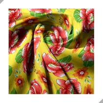 Tecido Poliéster Estampado Jacquard Festa Junina Chita Amarelo - 1,40m