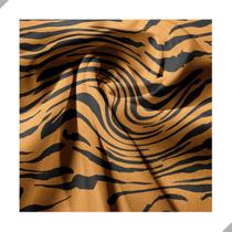 Tecido Poliéster Estampado Pele Tigre Animal Print - 1,40m