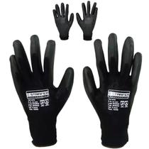 TECIDO PRETA Luva Segurança EPI Malha Tricotada Pigmentada Revestida em PU Tamanho XG