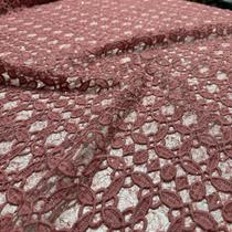 Tecido Renda Guipir Classic Paetê Rose 1,50m Para Vestidos Femininos