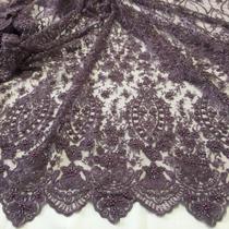 Tecido Renda Tule Bordado Com Pedrarias Em Arabesco Mt