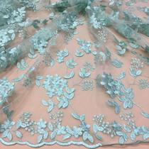 Tecido Renda Tule Bordado Floral Pequeno Mt - Livia Tecidos