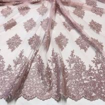 Tecido Renda Tule De Renda Floral Rose