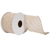 Tecido Ribbon Vickerman Ivory Square Trim de 4 cm x 5 m Tecido Ribbon Vickerman Ivory Square Trim de 4 cm x 5 m