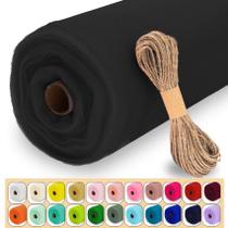 Tecido Roll Luceinvita Black Tule 137 cm x 36 m com fio de juta