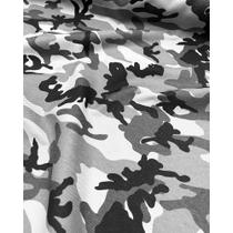 Tecido Sarja Estampada Camuflagem Cinza - 1,60m de Largura