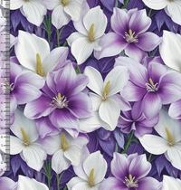 Tecido Sarja Impermeável Flores Magnólias Lilás e Roxo