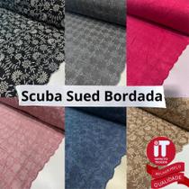 Tecido Scuba Sued Bordado (1m x 1,5m)