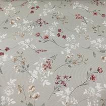 Tecido Semi Impermeável Decokasa Floral Rosa/Branco fundo Cinza Esverdeado 6282 D Cor A