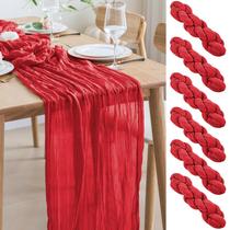 Tecido Table Runner Asee'm Cheesecloth 3 m de gaze boho vermelha x6