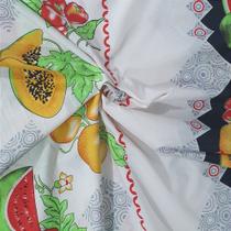 Tecido Toalha Mesa Percal Branco, Preto, Frutas 50cm x 1,40m - TNW