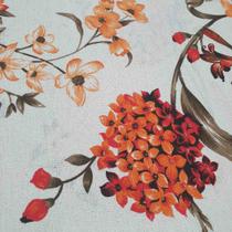 Tecido Toalha Mesa Rústico Bege Claro, Floral 50cm x 1,50m