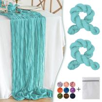 Tecido transparente rústico Table Runner Waligoy Teal Teal de 3,5 m